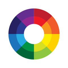 Color wheel chart. Primary secondary color palette. Artist painting guide. Vector illustration. EPS 10.