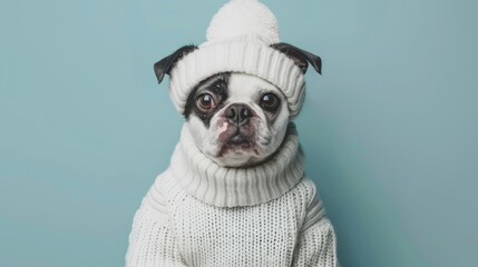 Blank mockup of a trendy and fashionable pet sweater with a cozy and warm knit fabric. - obrazy, fototapety, plakaty