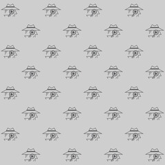 Detective Vector Outline Seamless Pattern