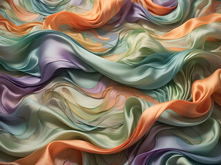 Calming Rhythms Merge with Abstract Silk Fabric Backdrops.