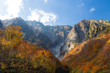 日本の風景・秋　紅葉の谷川岳　一ノ倉沢