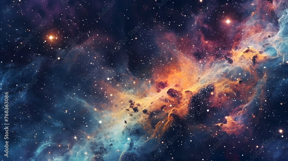 Wall mural cosmic space nebula starry sky abstract poster web page ppt background with generative