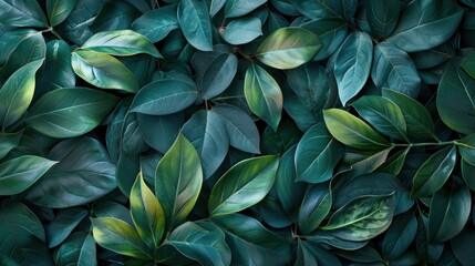 Tropical Green Leaves Texture with Dark Tone Abstract Nature Pattern Background