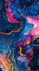 Obraz premium Flowing alcohol ink wallpaper with kintsugi style gold accents