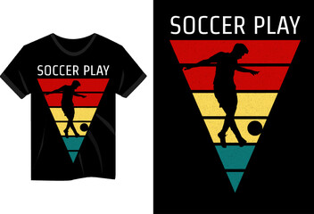 Soccer Play Silhouette Retro Vintage T Shirt Design