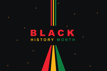 Black History Month banner with geometric african style pattern illustration on black background. Black History Month vector banner design
