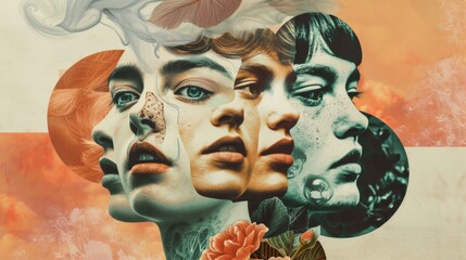 Surreal Collage of Female Faces