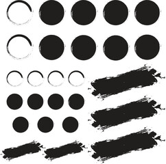 Big collection of black paint, ink brush strokes, brushes, lines, grungy. Dirty artistic design elements, boxes, frames. Vector illustration. Isolated on white background. Freehand drawing.