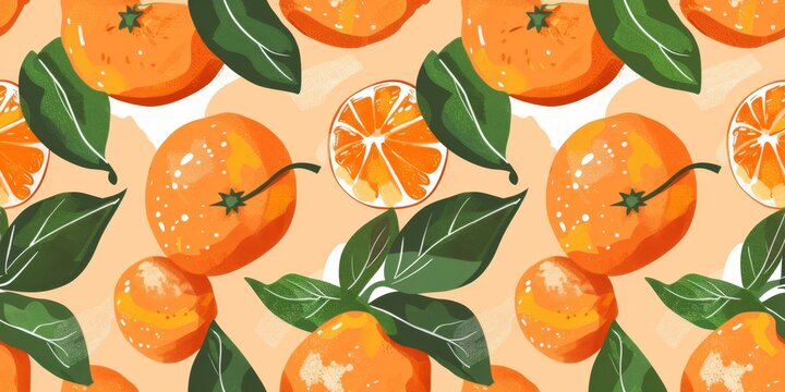 Vibrant Orange Fruit Pattern Design