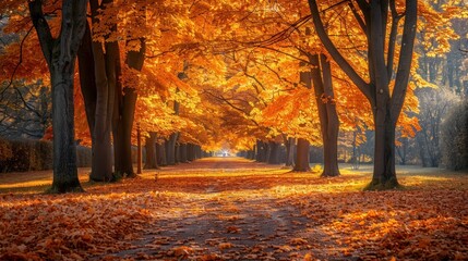 Golden Foliage of Autumn in a Picturesque Park