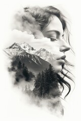 double exposure mountain