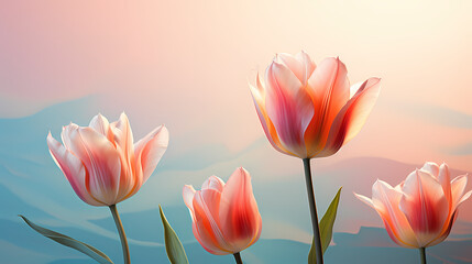 Fototapeta premium Tulip flowers in pastel colors