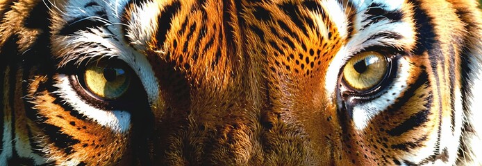 tiger head close-up, bright colors, eyes, wide panorama, print concept, paintings, wallpaper, design - obrazy, fototapety, plakaty