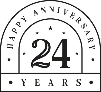 24th anniversary logo with gold color for brochure, poster, banners, magazines, web, booklets, invitations or greeting cards. Vector illustration
