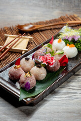 High-end hot pot ingredients, assorted hand-made meatballs platter photo material