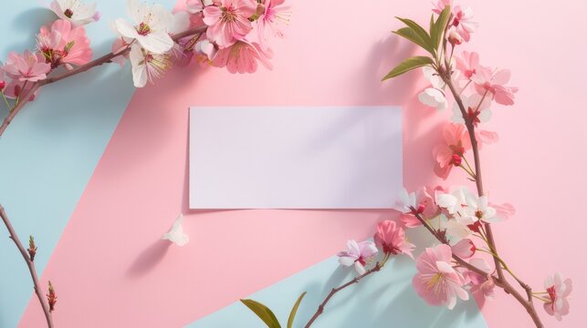 Blank mockup of an event ticket with a floral pattern and pastel color scheme perfect for a summer event.