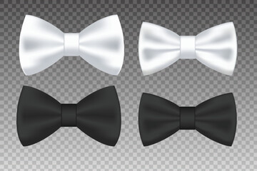 Black and white bow tie in realistic vector - obrazy, fototapety, plakaty