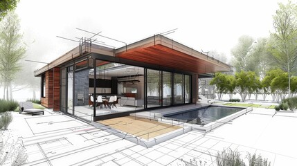 Blue Print plans of building modern luxury