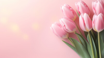 Fototapeta premium Tulips with copy space, spring flowers