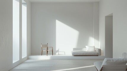 Modern Minimalist Living Room with Sunlight