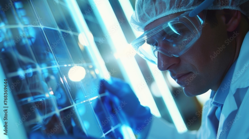 Poster a group of scientists and engineers in a lab hard at work developing the next generation of higheffi