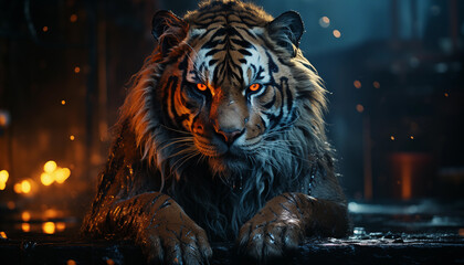Tiger wallpaper image background created with a generative ai technology