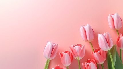 Naklejka premium Tulips with copy space, spring flowers