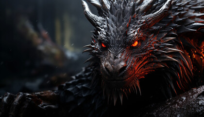 Dangerous and Angry Dragon portrait wallpaper created with a generative ai technology 