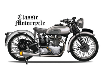 Fototapeta na wymiar Classic motorcycle vector with isolated om white background.