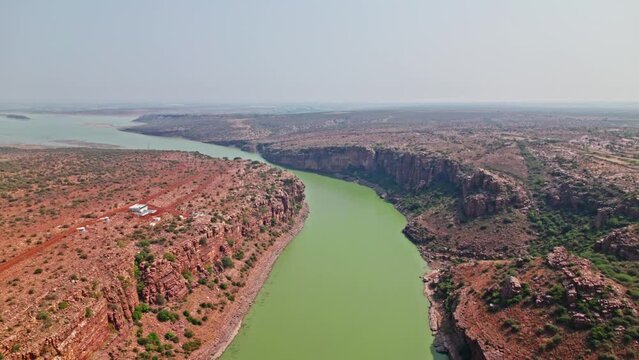 indian grand canyon gandikota at kadapa, andhra pradesh , india, push in drone shot 4k