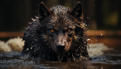 Angry wolf wallpaper image background created with a genrative ai technology - 768370619