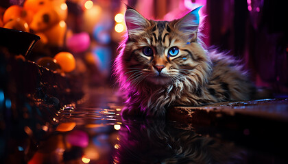 Beautiful cat wallpaper image background created with a genrative ai technology  - 768370801