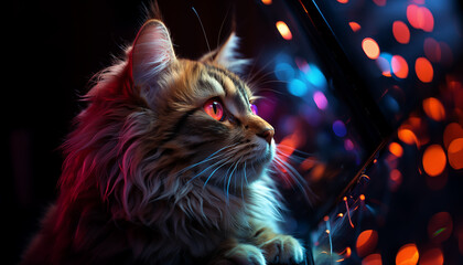 Beautiful cat wallpaper image background created with a genrative ai technology  - 768370839