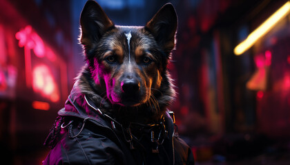Dog in a colorful light background image wallpaper created with a generative ai technology  - 768371061