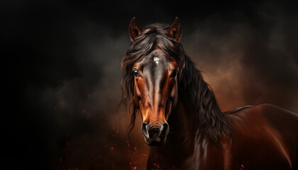 beautiful horse isolated in dark background image created with a genrative ai technology  - 768371212