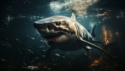 Dangerous Shark hunting Wallpaper created with a generative ai technology  - 768371419