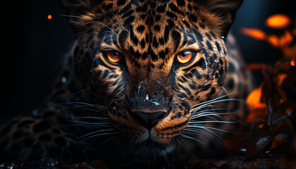 Beautiful Leopard wallpaper image background created with a generative ai technology  - 768371686