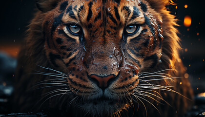 Tiger portrait wallpaper image background created with a generative ai technology  - 768371810