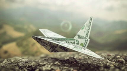 Flight of Freedom: Paper Airplane Soaring on Dollar Bill Wings