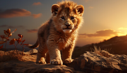 Baby lion cub wallpaper created with a genrative ai technology  - 768371834