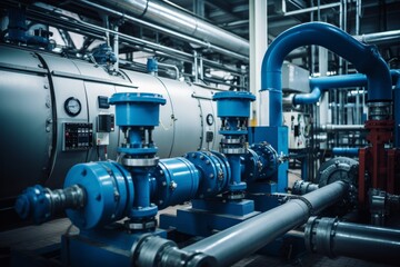 Exploring the Technological Marvels of an Industrial Feedwater Pump and its Surrounding Infrastructure - obrazy, fototapety, plakaty