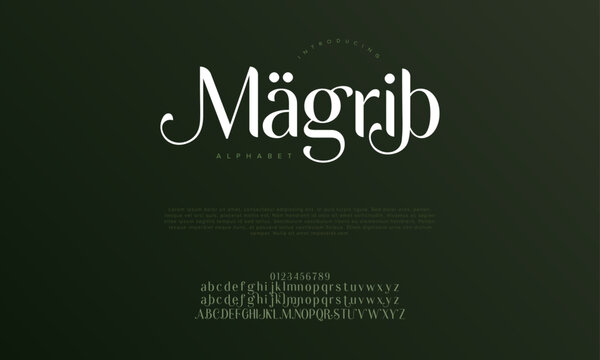 Magrib premium luxury arabic alphabet letters and numbers. Elegant islamic  typography ramadan wedding serif font decorative vintage. Creative vector illustration