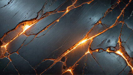 molten lava cracks glowing - obrazy, fototapety, plakaty
