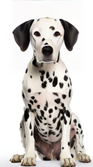 Captivating Portrait of a Dalmatian Sitting on a Green Lawn - Perfect Representation of the Breed