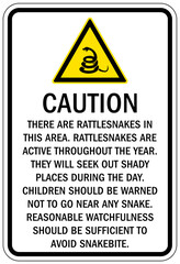Snake warning sign there are rattlesnakes in this area