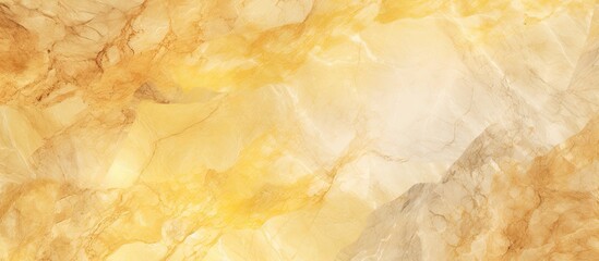 A detailed shot of a marble texture with yellow and white hues resembling cumulus clouds. The mixture of brown and amber tints create a peachy wood pattern, perfect for visual arts and art projects - obrazy, fototapety, plakaty