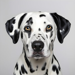 Captivating Portrait of a Dalmatian Sitting on a Green Lawn - Perfect Representation of the Breed