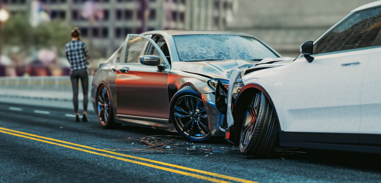 Image of a car accident that occurred on the stomach.