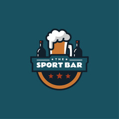 Vector Logo Illustration Sport Bar Simple Mascot Style.