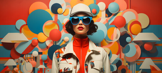 illustration millenial Trendy paper collage composition wallpaper modern art, ai generative